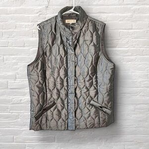 ⭐️ Jones New York Sport Pewter Gray Quilted Puffer Vest Pockets Size XL